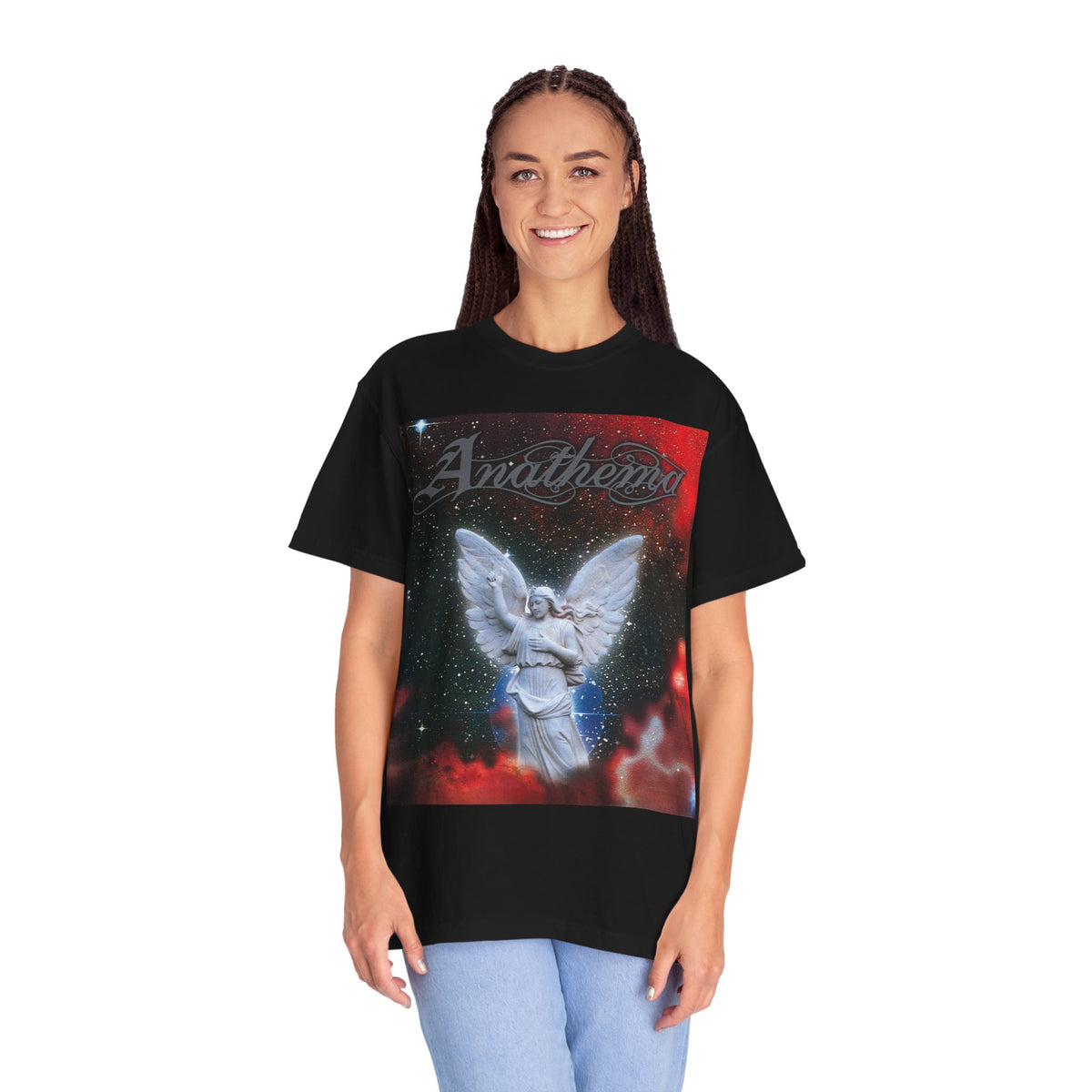 T-shirt graphique Anathema Angel | Design cosmique de statue d'ange