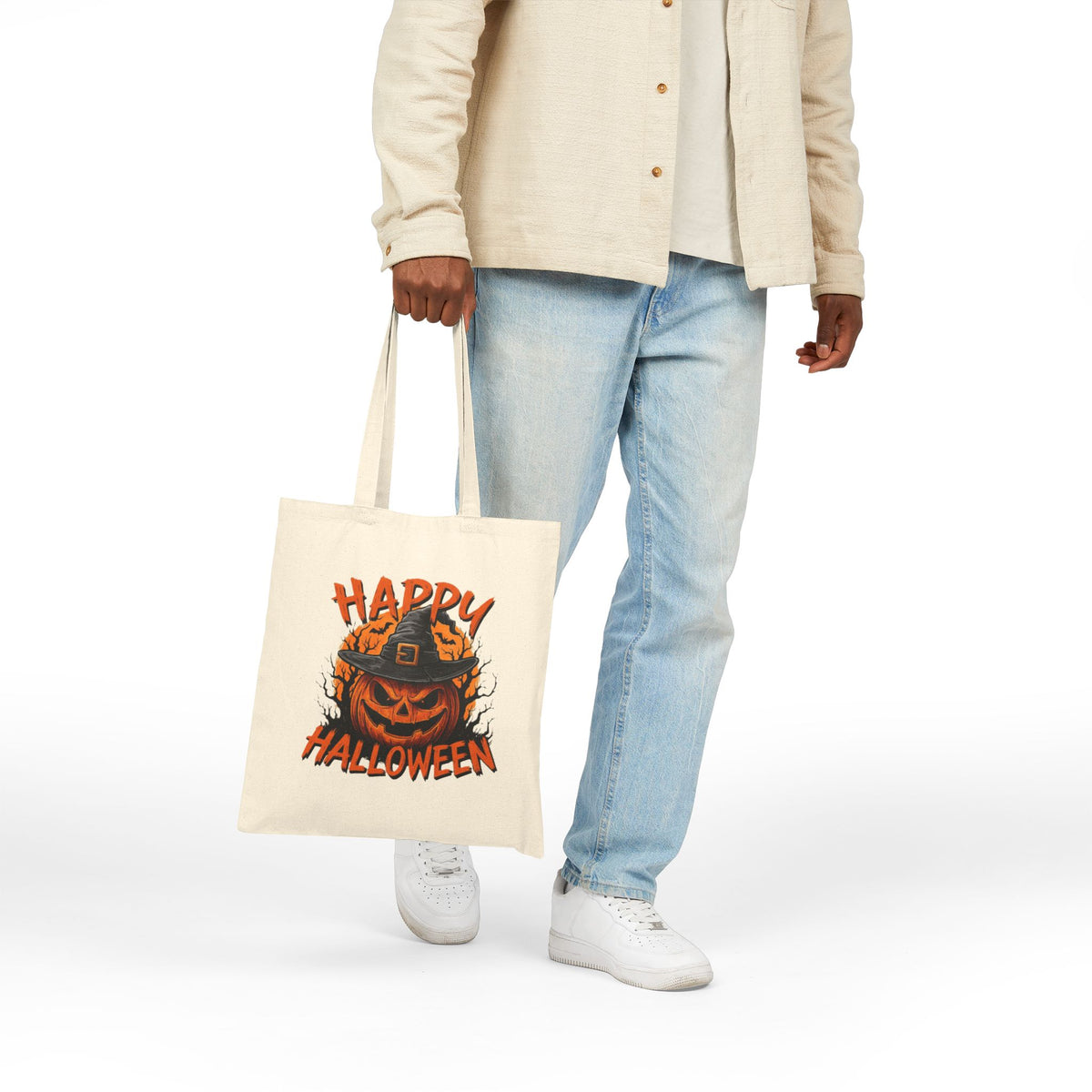Happy Halloween Trick or Treat Cotton Canvas Tote Bag