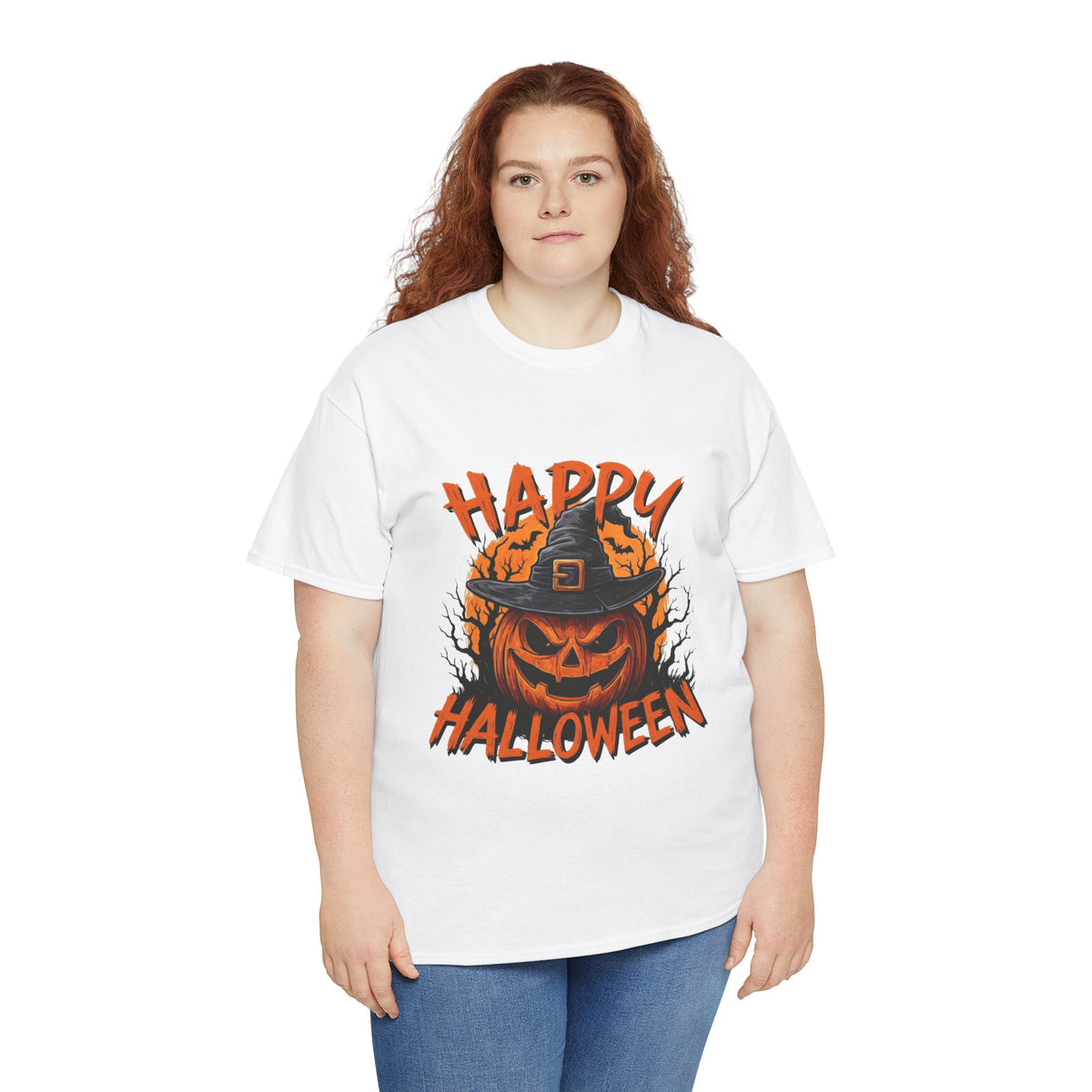 Jack-o'-Lantern Witch Hat Happy Halloween T-Shirt | Pumpkin Scary Mask Tee