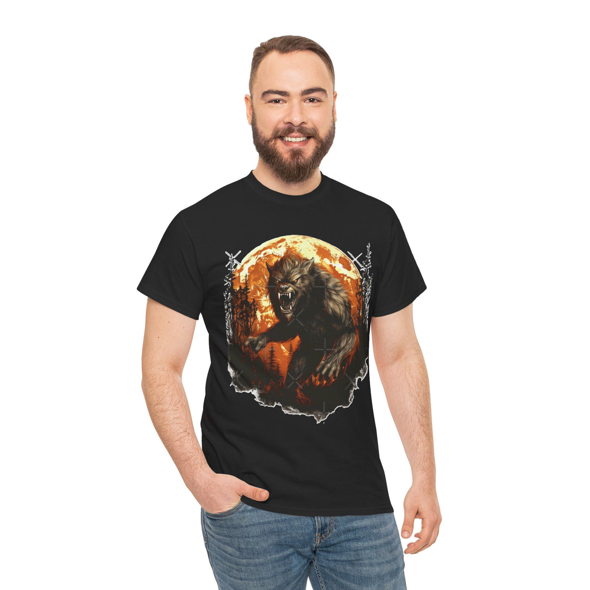 Howling Werewolf T-Shirt | Full Moon Horror Forest Tee
