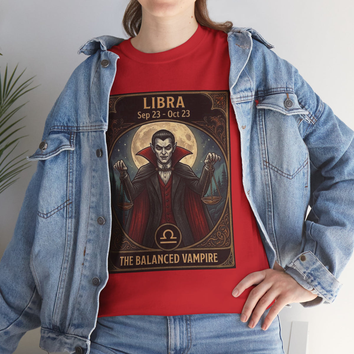Camiseta de Libra, el vampiro equilibrado | Halloween Astrología Zodíaco Vampiro