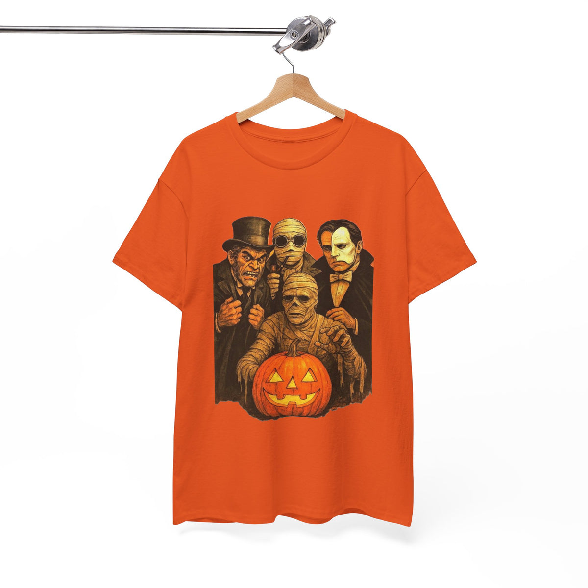 T-shirt Monstres classiques de l'horreur avec lanterne Jack-O'-Lantern | T-shirt équipe des monstres d'Halloween