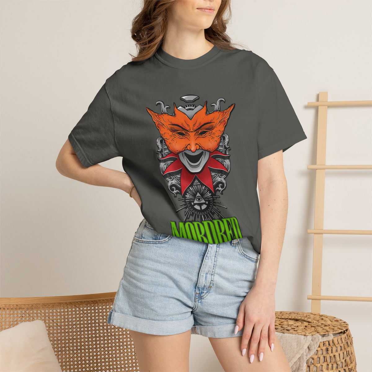 Camiseta de Thrash Metal de Mordred con máscara de zorro | Ilustración de banda de Thrash Metal de embaucador mítico