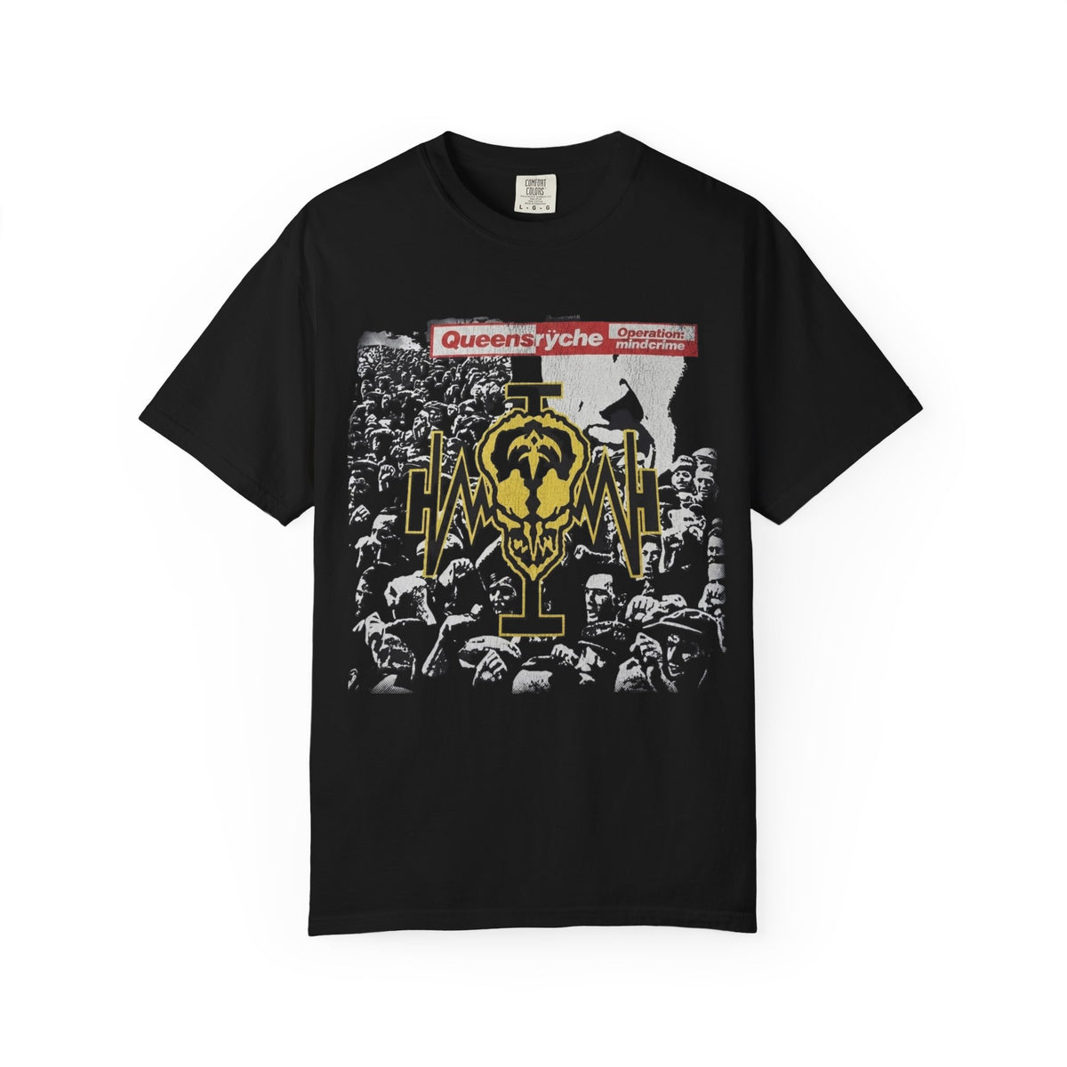 Camiseta gráfica Operation Mindcrime de Queensrÿche | Diseño de logo de banda con público