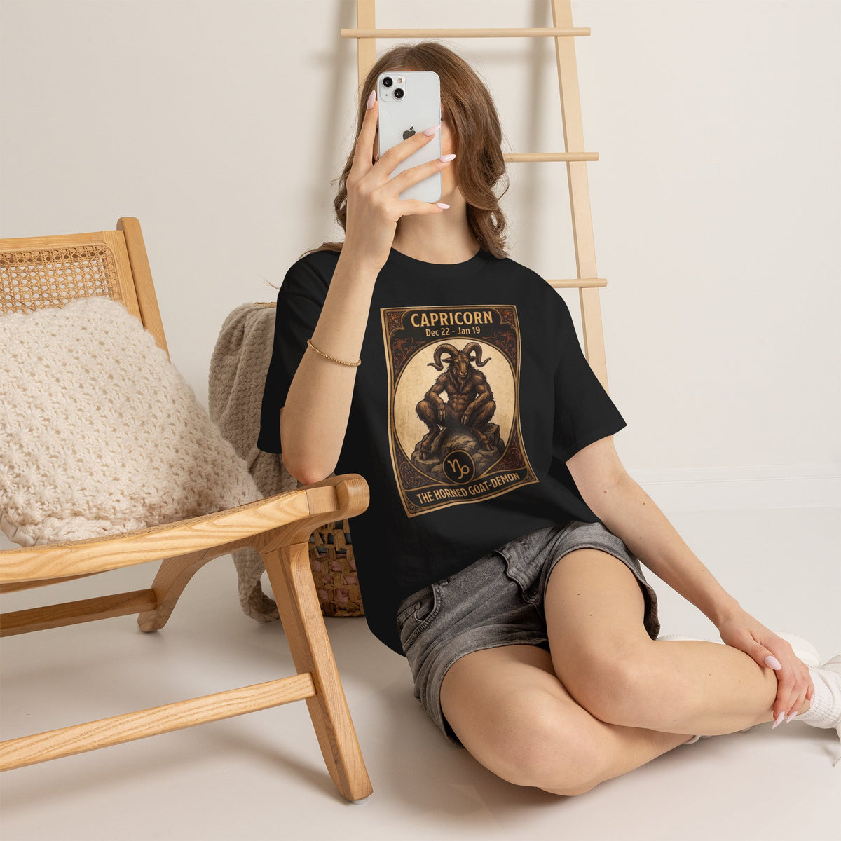 Capricorn Horned Goat Demon T-Shirt | Halloween Zodiac - Astrology Poster Design