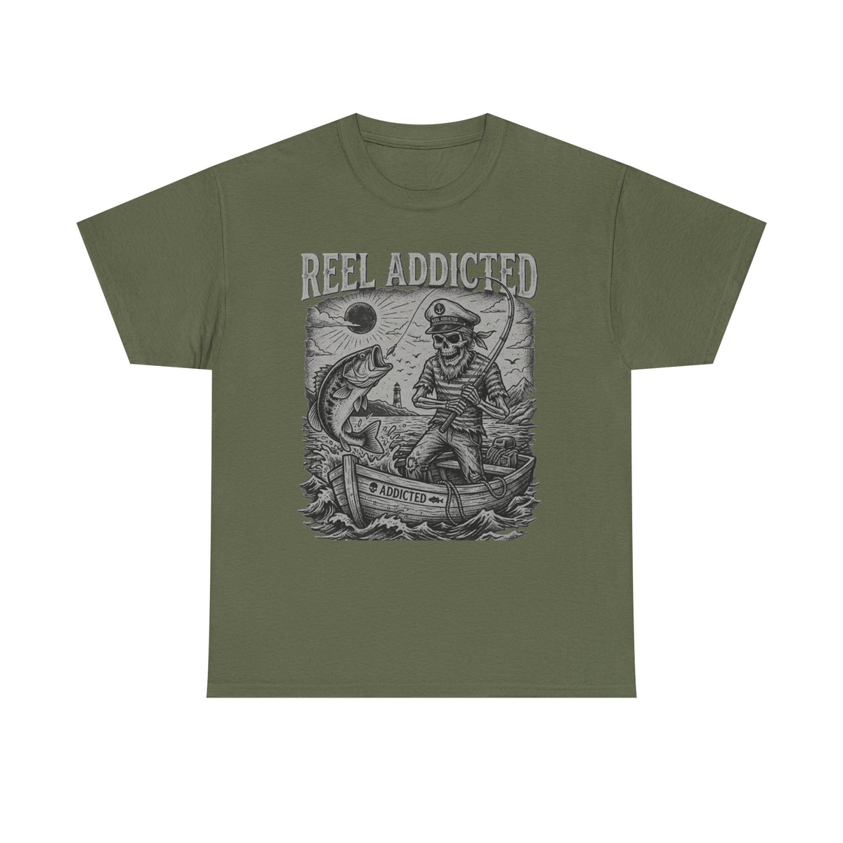 Camiseta de pescador y barco de pesca Reel Addicted