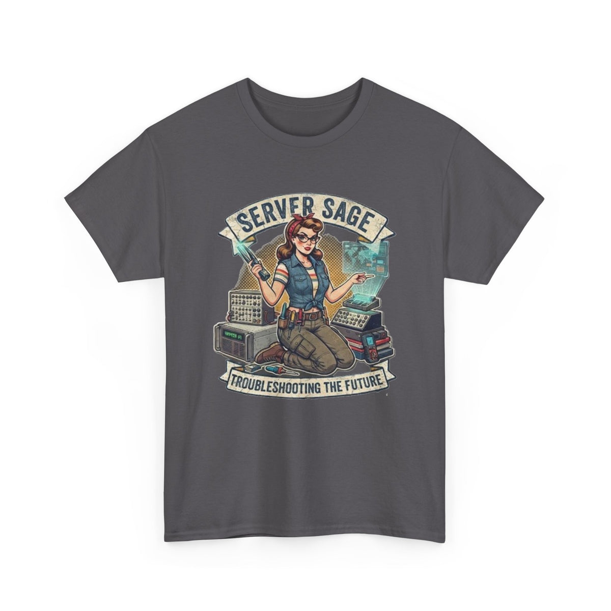 Server Sage Troubleshooting the Future T-Shirt | IT Technician Retro Tech Shirt