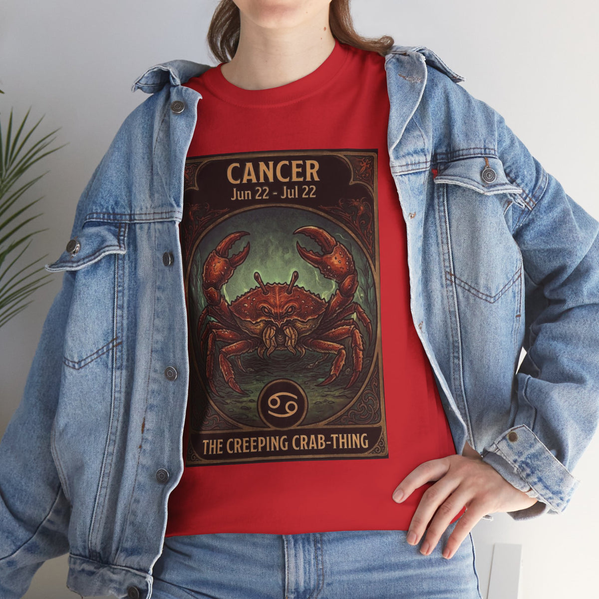 Camiseta con ilustración del cangrejo del zodiaco Cáncer | Diseño de póster de astrología para Halloween