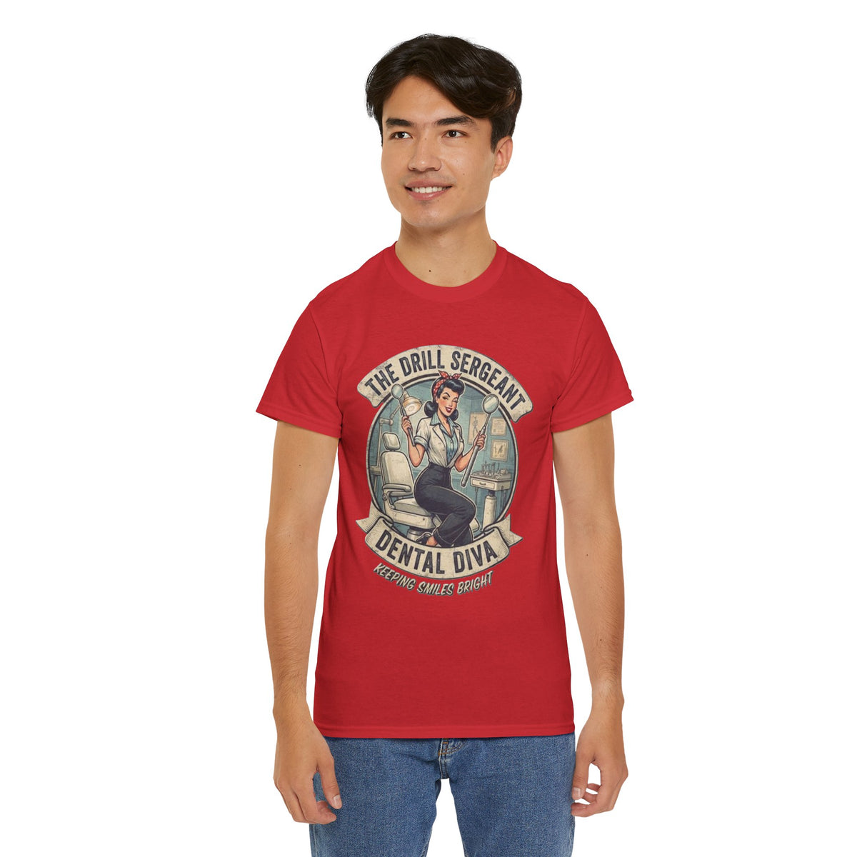 Drill Sergeant Dental Diva T-Shirt | Retro Pinup Dentist Graphic