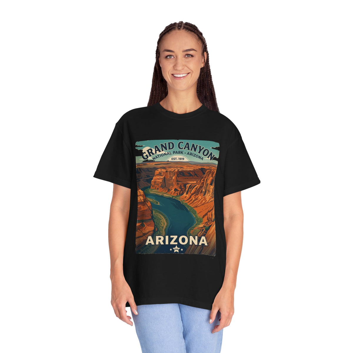 T-shirt style affiche Grand Canyon Arizona | T-shirt canyon et rivière panoramique