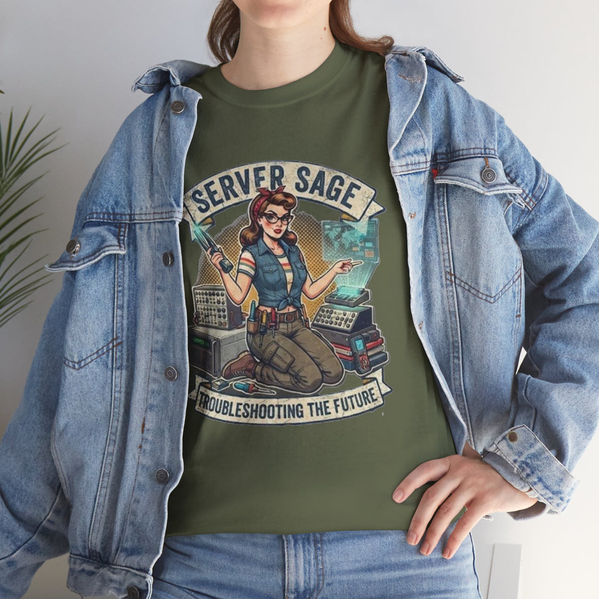 Server Sage Troubleshooting the Future T-Shirt | IT Technician Retro Tech Shirt