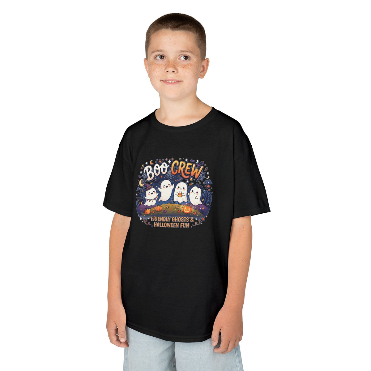 Boo Crew Ghosts Kids Tee | Halloween Pumpkin Patch Illustration