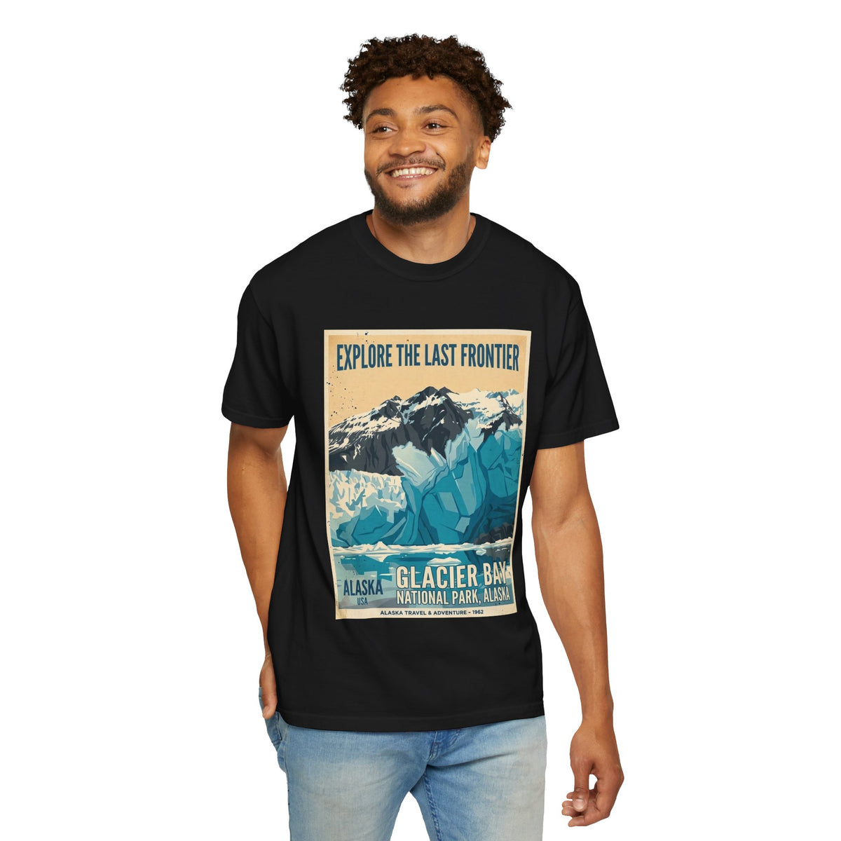 Camiseta con póster del Parque Nacional de la Bahía de los Glaciares | Camiseta de viaje a Alaska