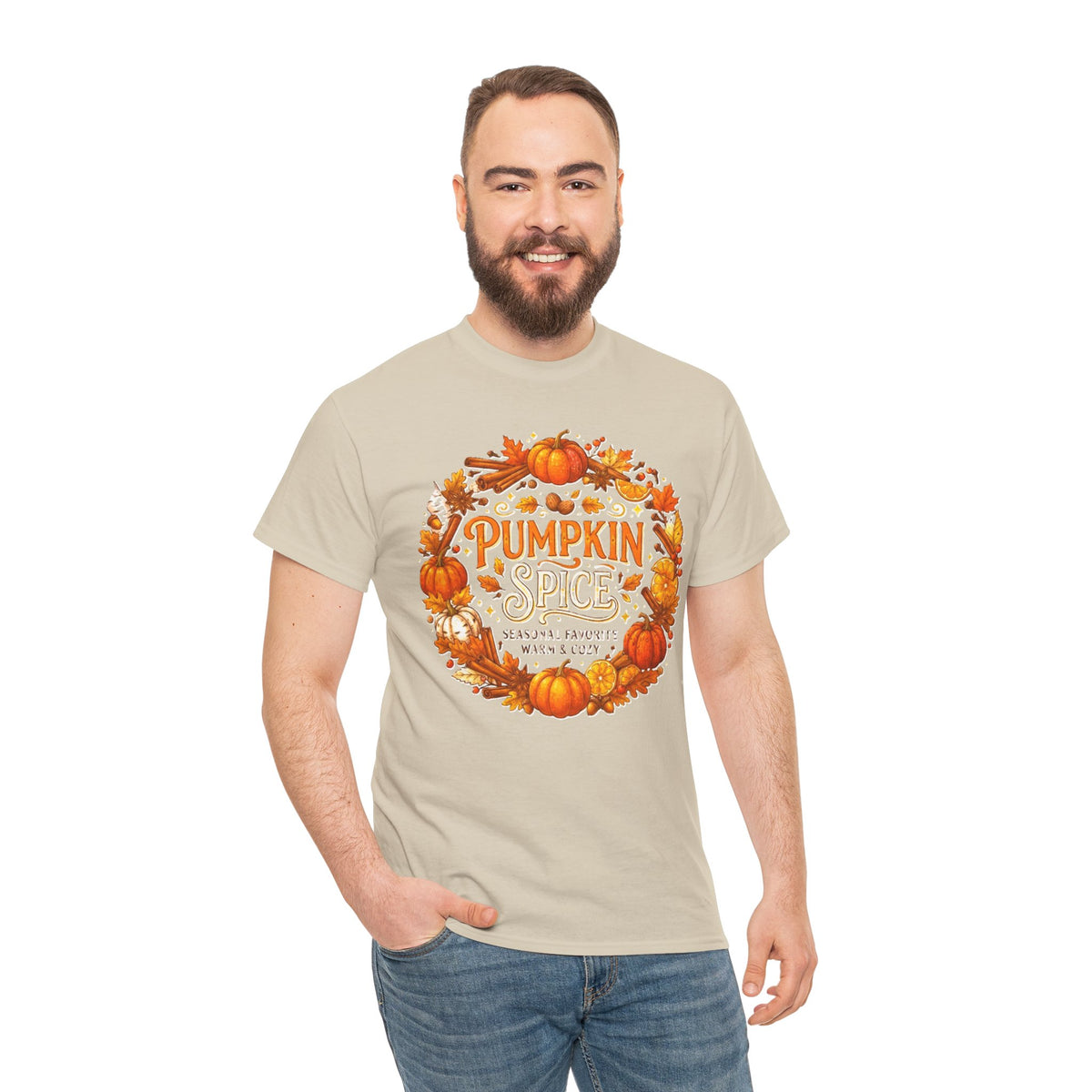 Pumpkin Spice Wreath Tee | Fall Pumpkin Autumn Leaves Shirt
