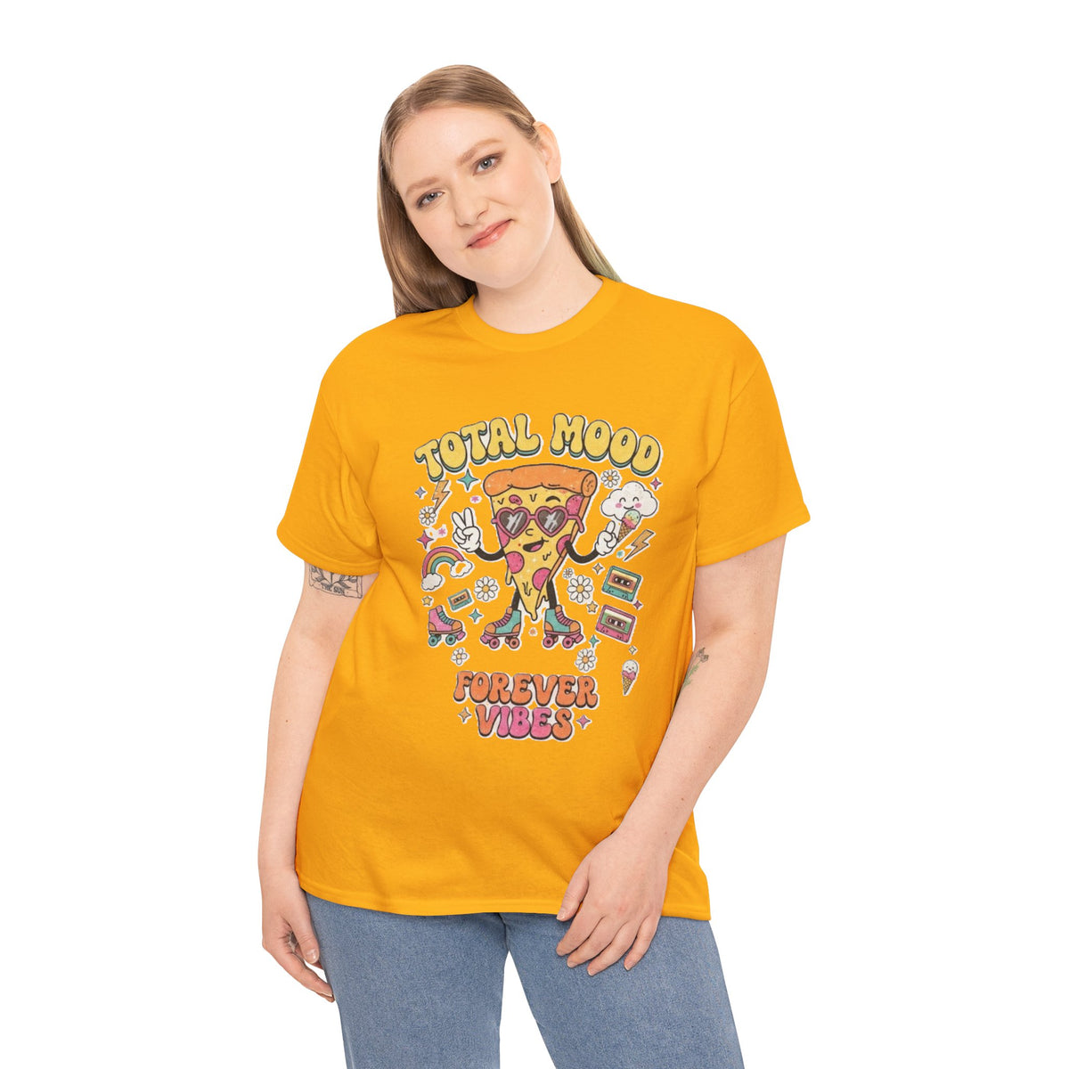 Total Mood Pizza Slice Tee | Forever Vibes retro skateboard graphics