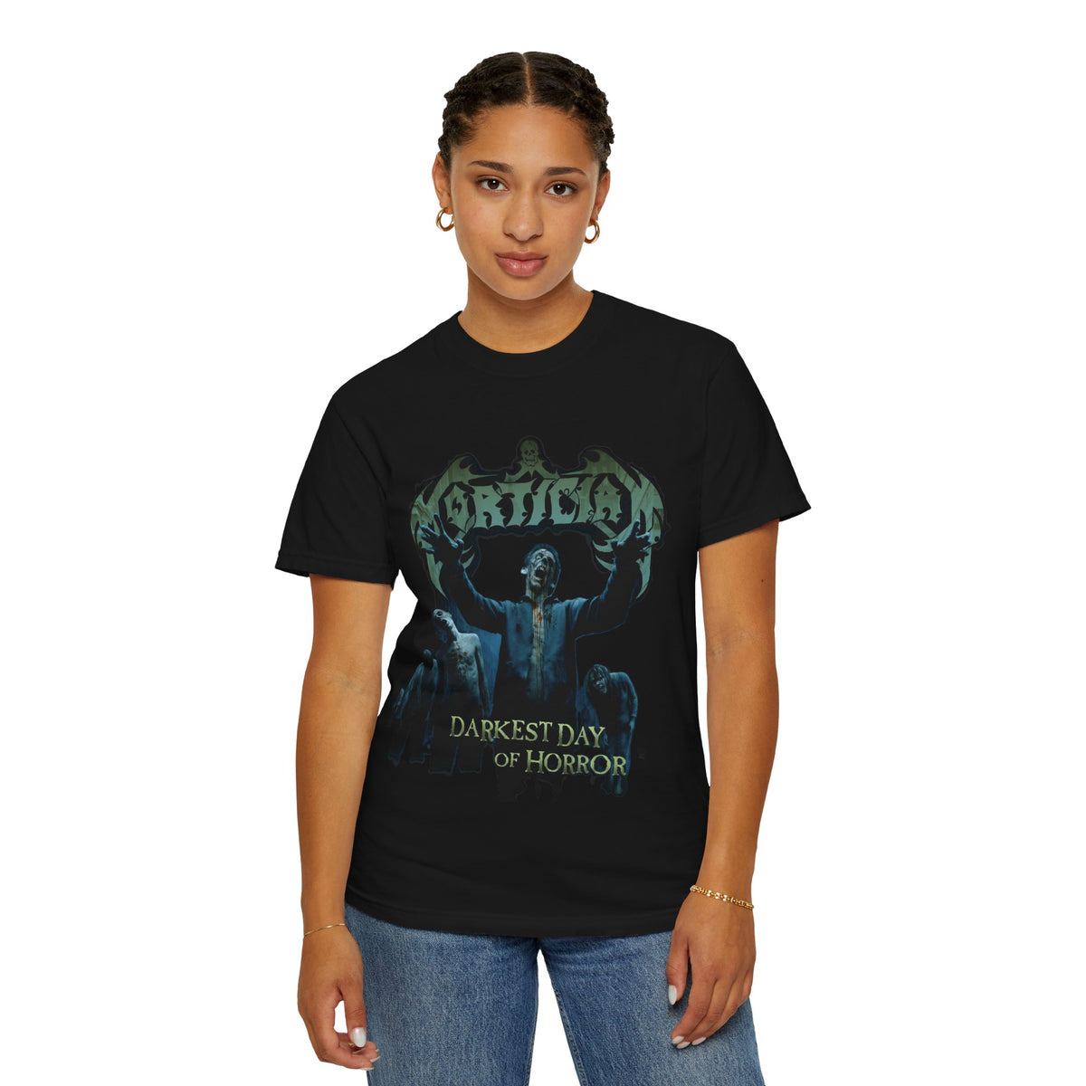 Mortician Darkest Day of Horror Graphic T-Shirt / Death Metal Band Tee