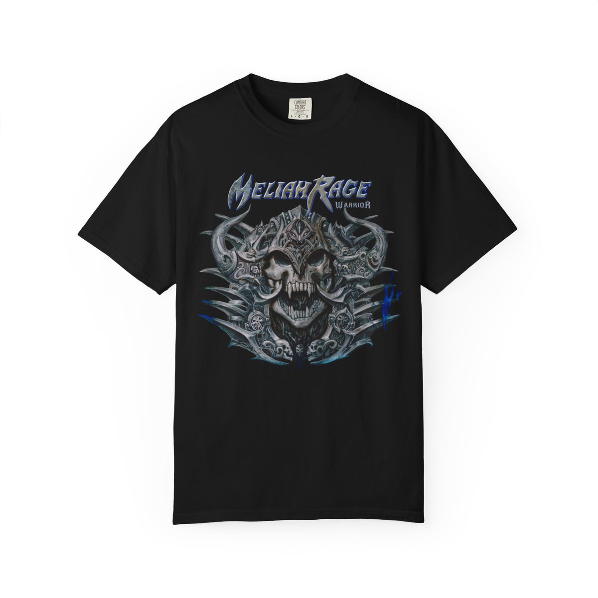Camiseta con gráfico de calavera y cuernos de Meliah Rage | Arte de la banda estadounidense de heavy metal