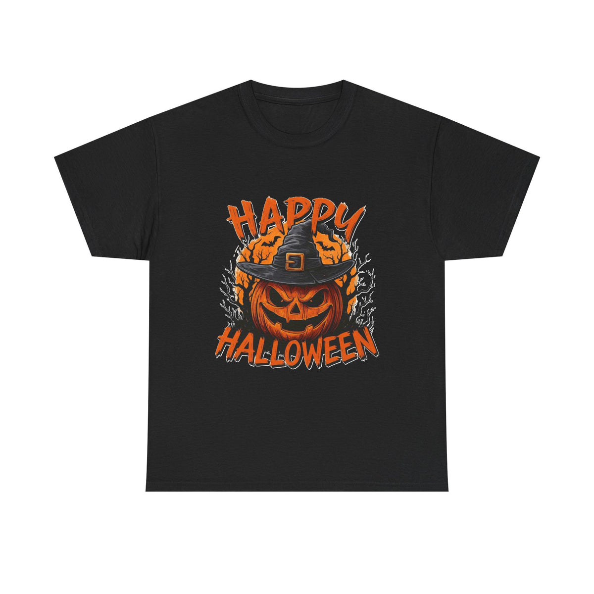 Jack-o'-Lantern Witch Hat Happy Halloween T-Shirt | Pumpkin Scary Mask Tee