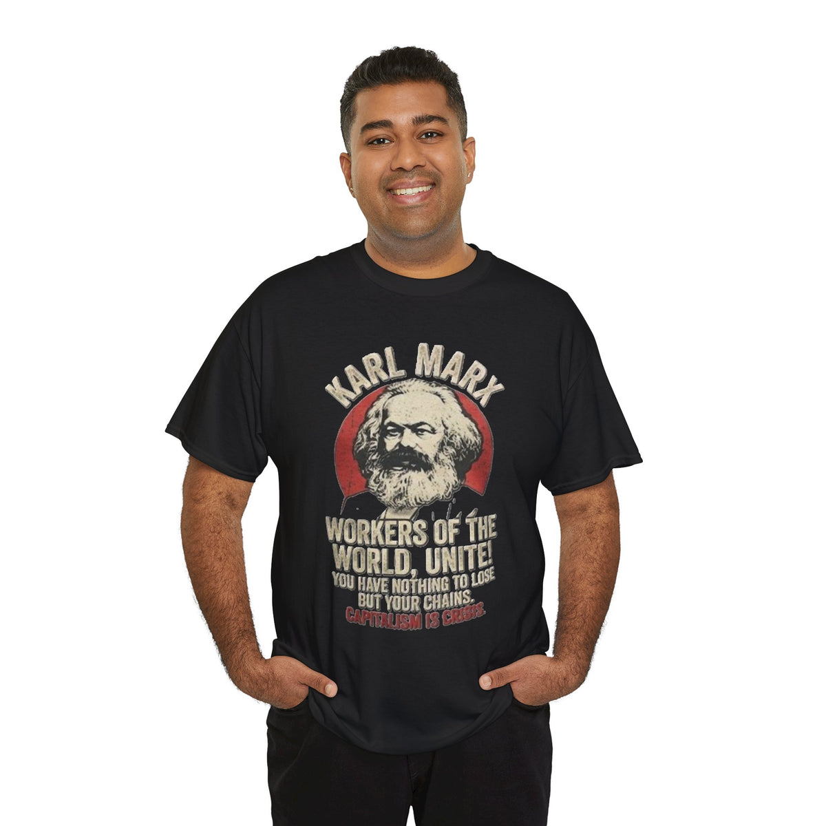 T-shirt avec portrait de Karl Marx et inscription « Prolétaires de tous les pays, unissez-vous » | T-shirt politique