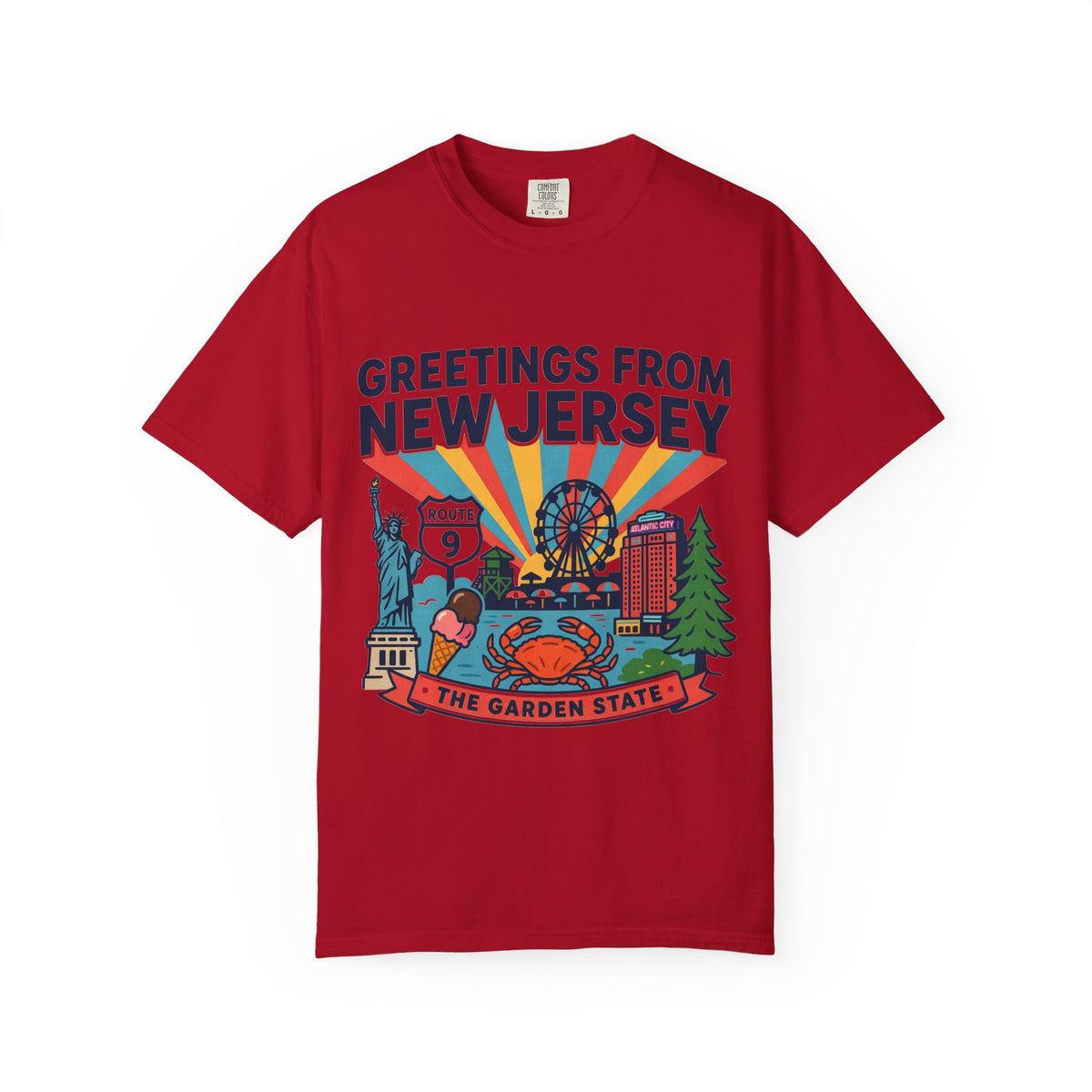 Camiseta «Saludos desde Nueva Jersey» | Diseño de postal del Estado Jardín de Nueva Jersey