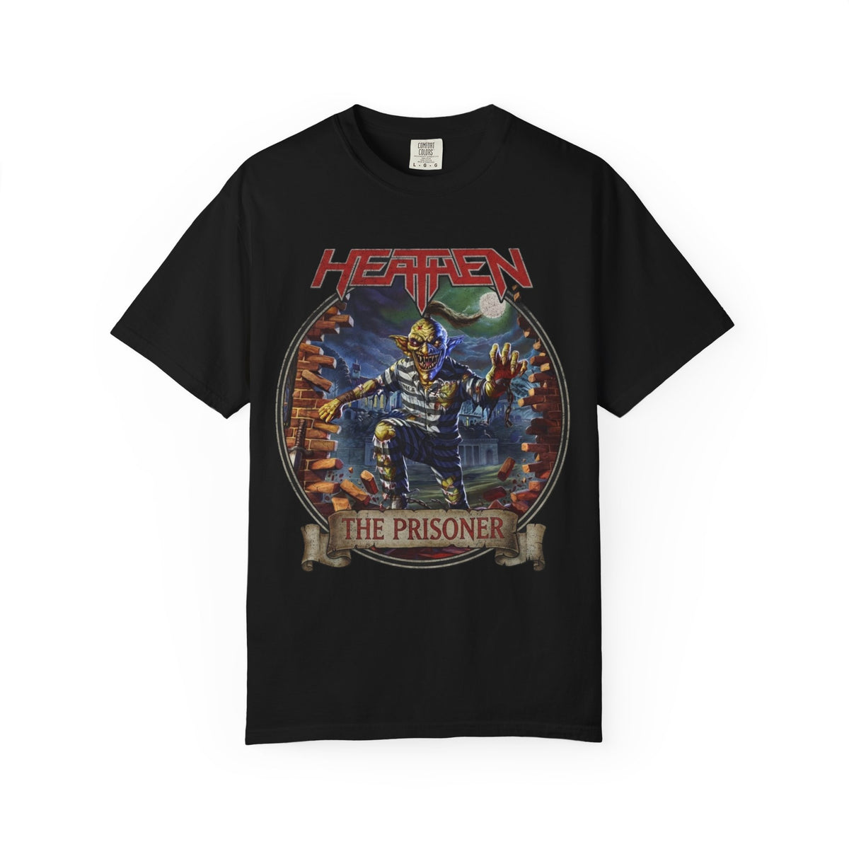 T-shirt avec pochette de l'album The Prisoner de Heathen | T-shirt graphique de groupe de Heavy Metal