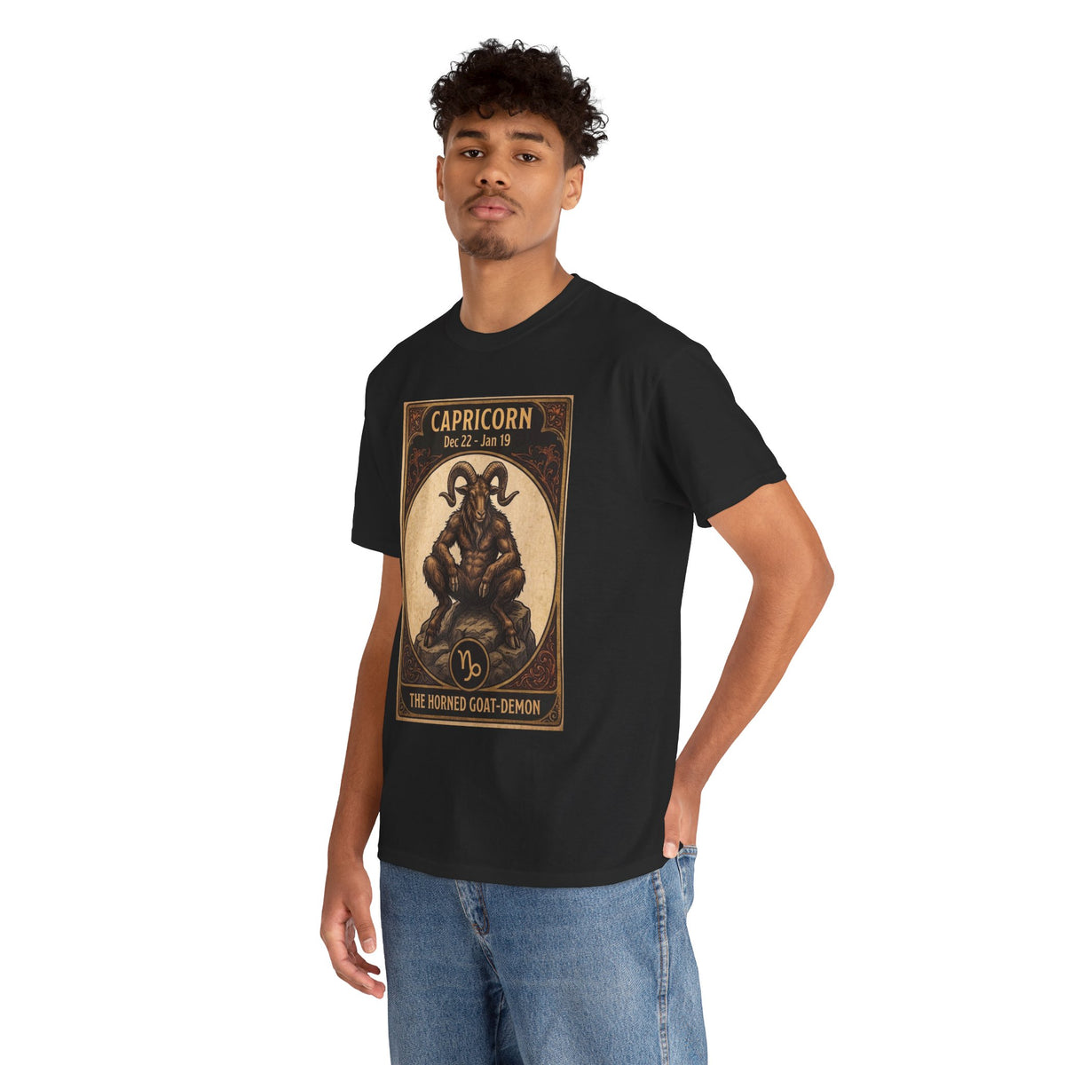 Capricorn Horned Goat Demon T-Shirt | Halloween Zodiac - Astrology Poster Design