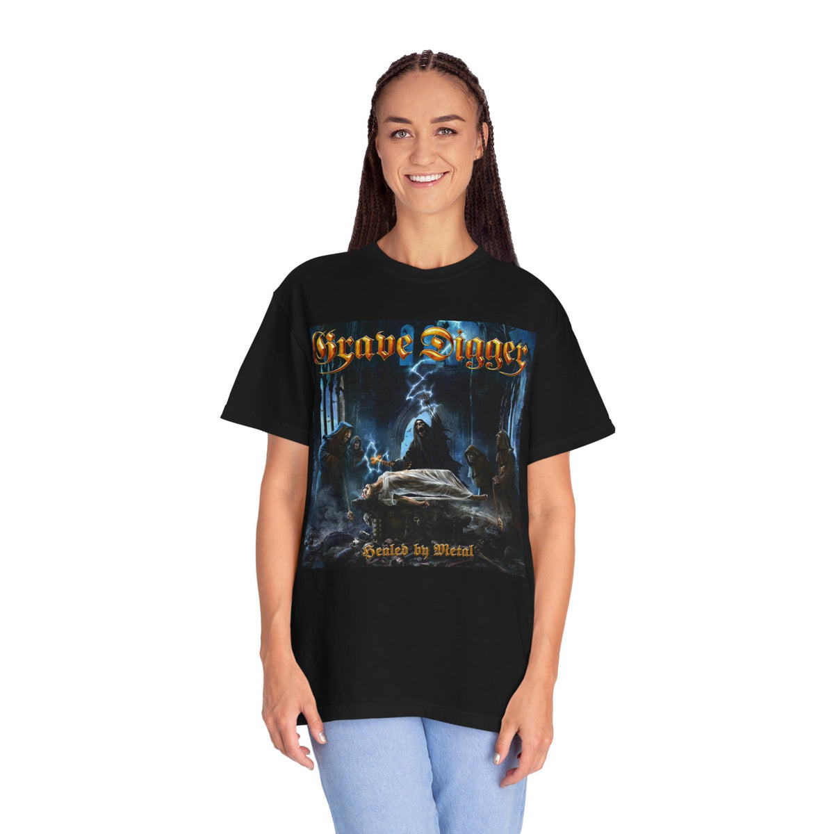 Grave Digger Metal band artwork T-Shirt | Healed by Metal Gothic cemetery illustration