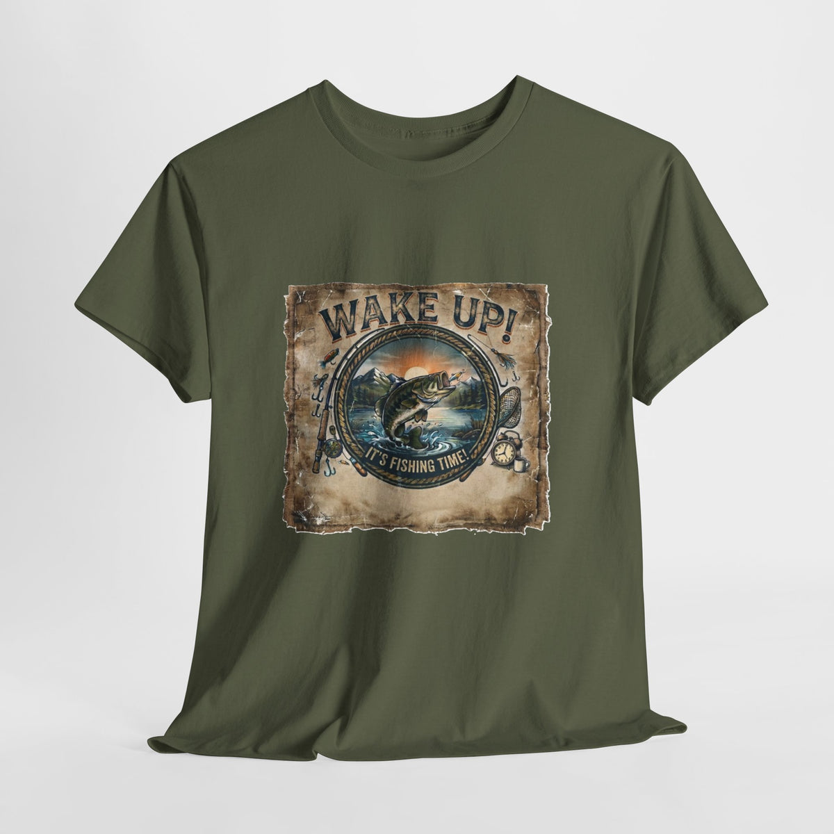Wake Up Fishing Tee | Bass Fish Vintage Outdoors Shirt
