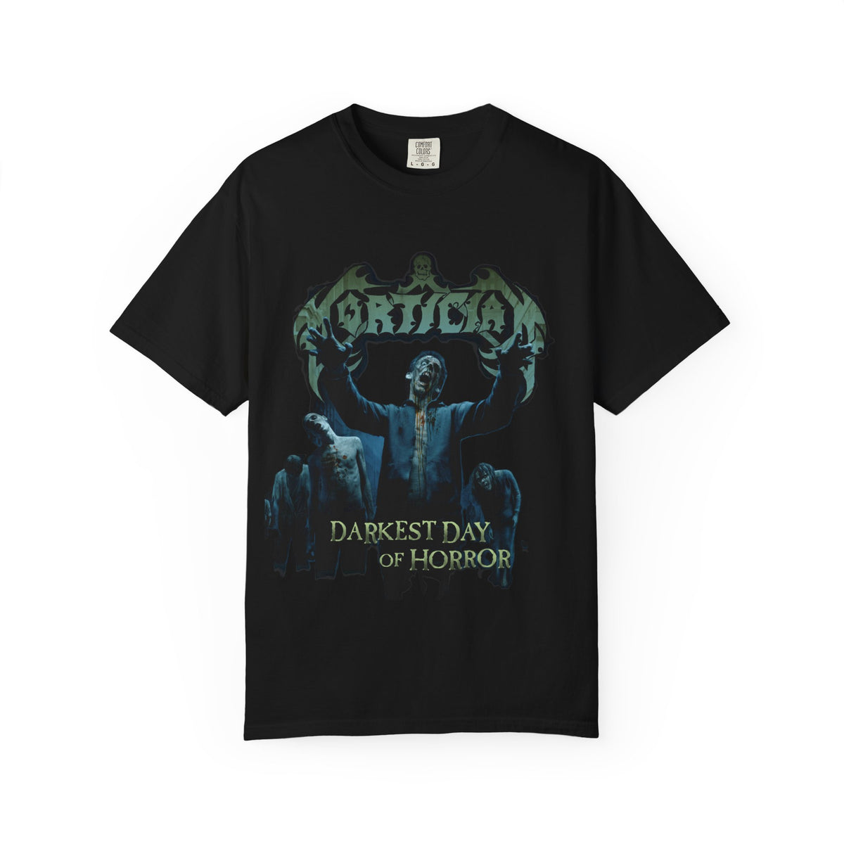 Mortician Darkest Day of Horror Graphic T-Shirt / Death Metal Band Tee
