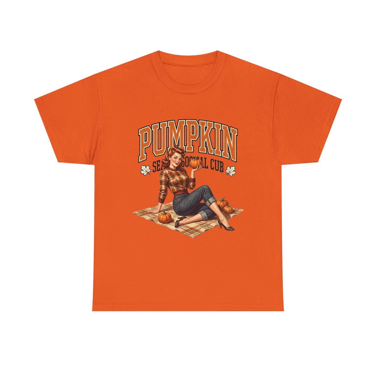 Pumpkin Seasonal Pinup Tee | Fall Pumpkin Patch Retro Graphic