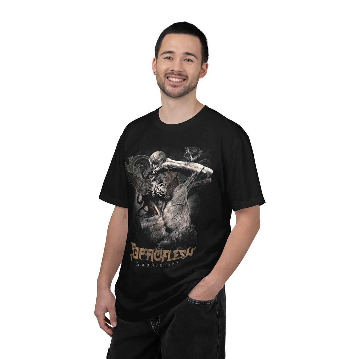 Camiseta con diseño Amphibians de Septic Flesh | Camiseta gráfica de banda de metal griega