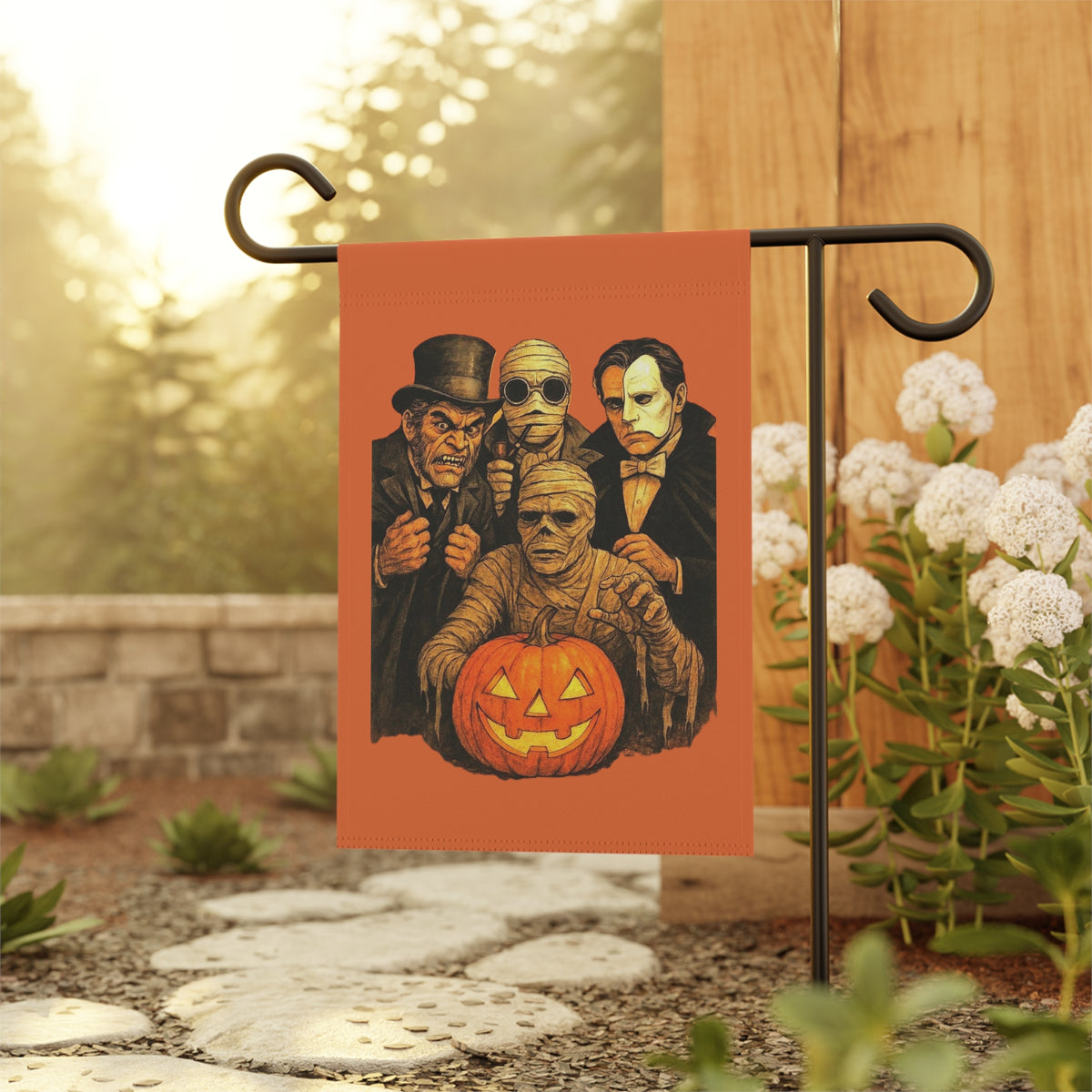 Classic Movie Monsters Pumpkin Garden Flag | House Banner