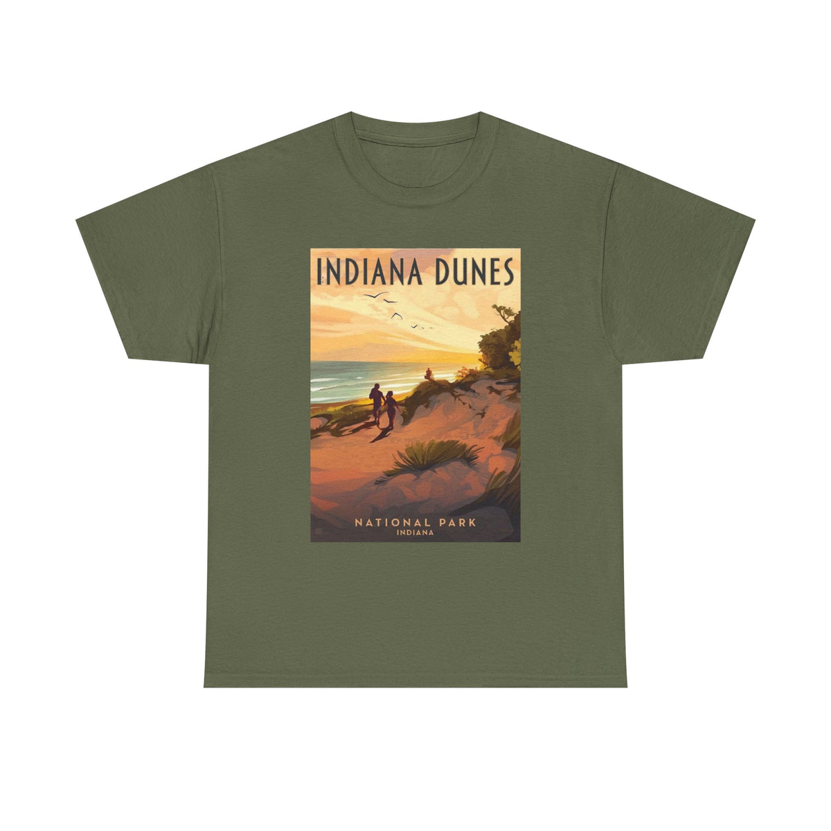 Camiseta de póster vintage del atardecer en el Parque Nacional Indiana Dunes | Camiseta de naturaleza de parques nacionales