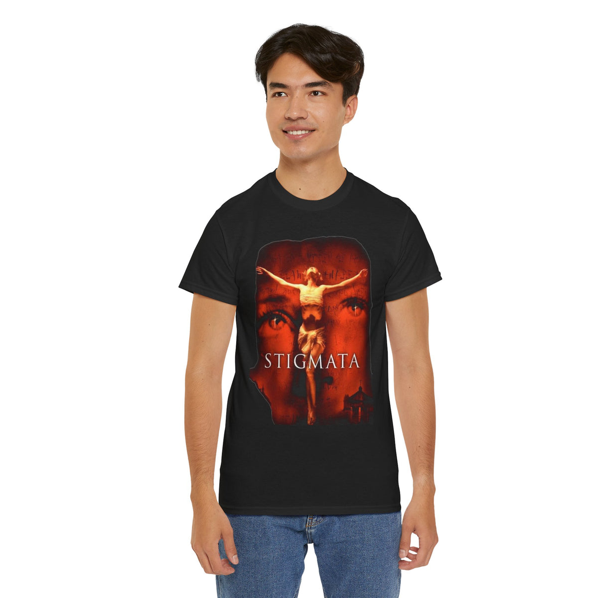 Stigmata Crucifixion Graphic Tee | Religious Horror Movie Poster Shirt