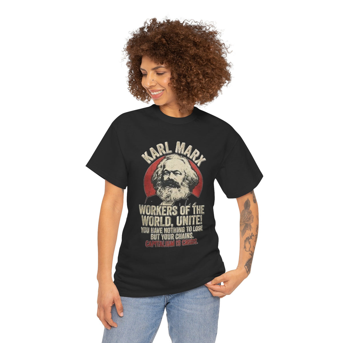 T-shirt avec portrait de Karl Marx et inscription « Prolétaires de tous les pays, unissez-vous » | T-shirt politique