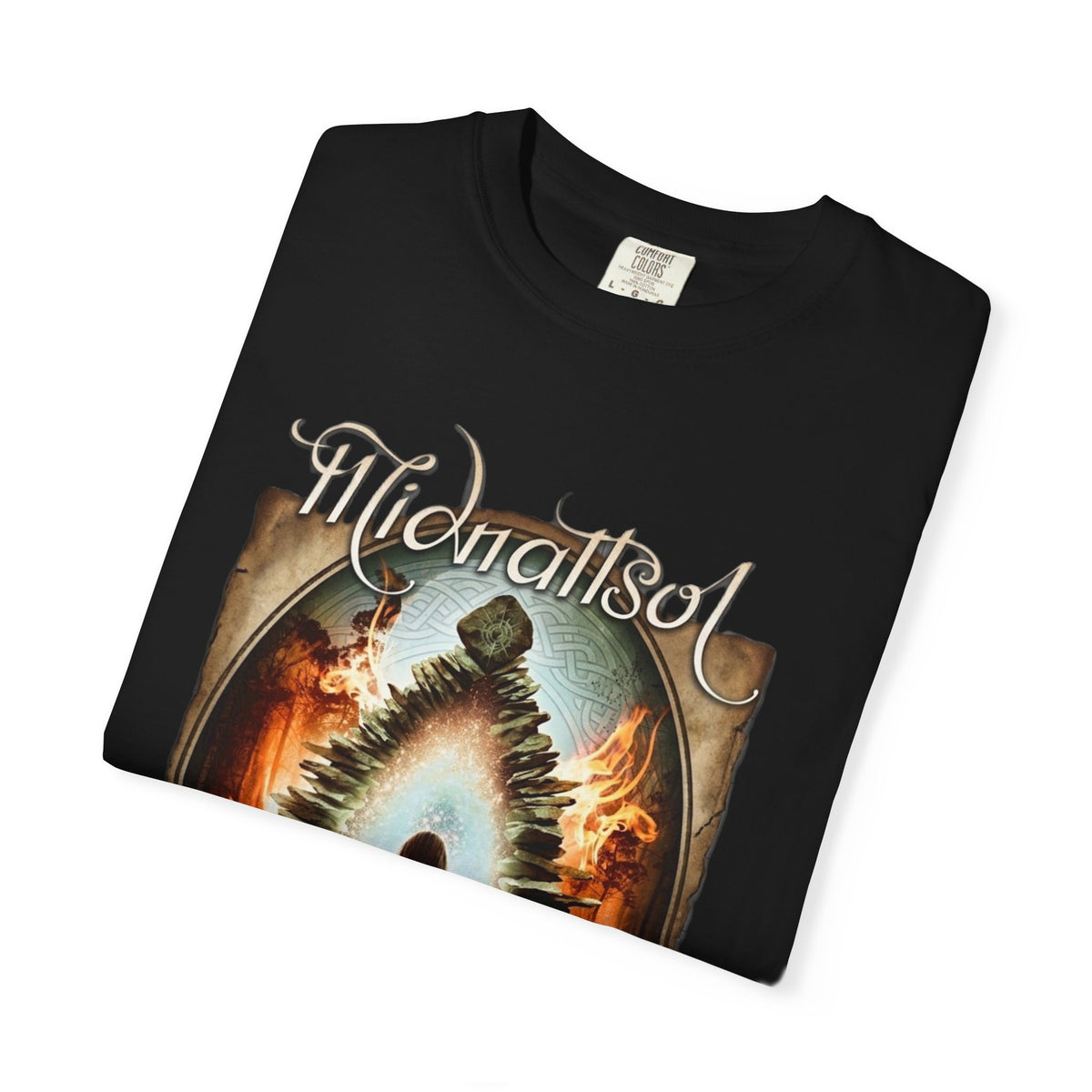 Camiseta con diseño de portal y silueta de la melodía de metamorfosis de Midnattsol | Camiseta con arte de banda de folk metal gótico
