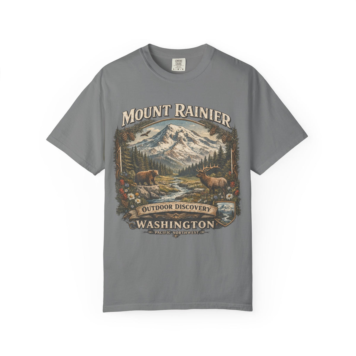 Camiseta del Monte Rainier, playera Comfort Colors de la naturaleza de Washington