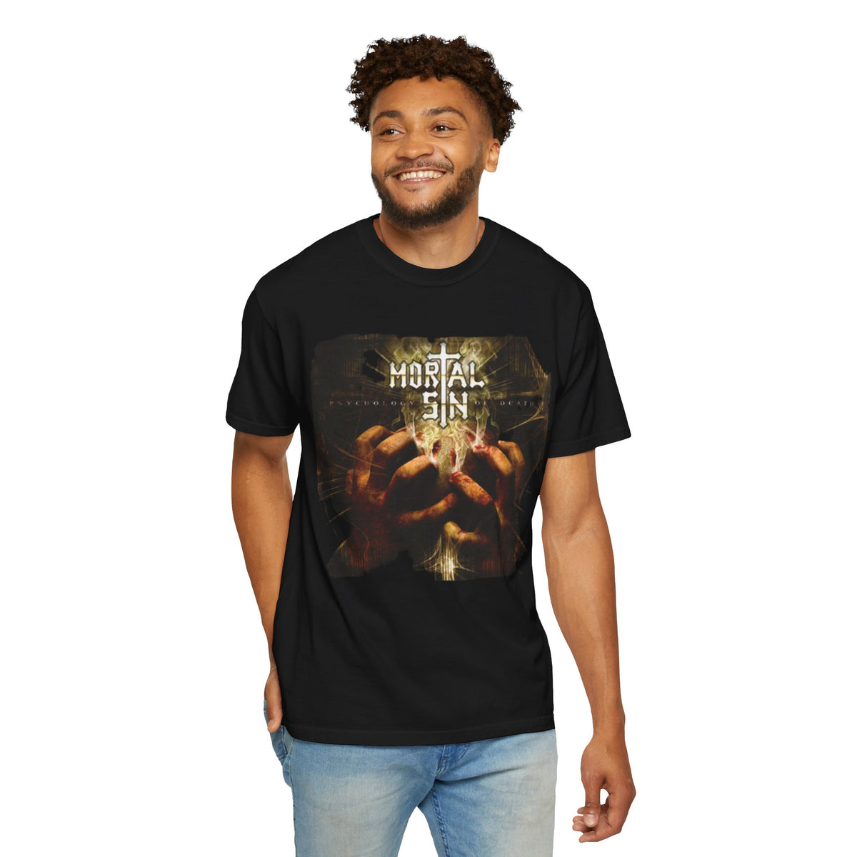 Camiseta con la portada del álbum Mortal Sin Psychology of Death | Arte de álbum de thrash metal de la vieja escuela australiano