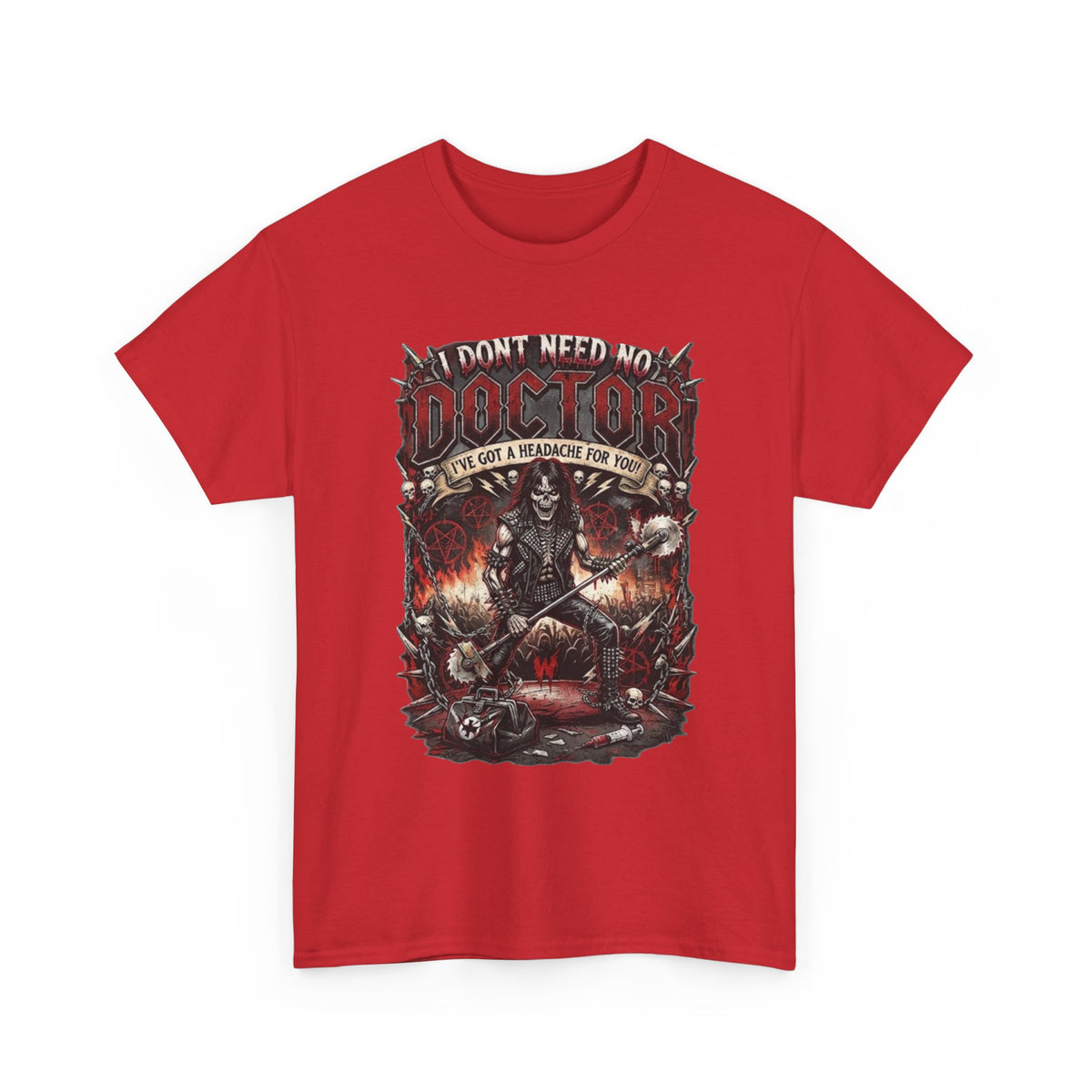T-shirt illustration I Don't Need No Doctor | Thème médical horreur gothique