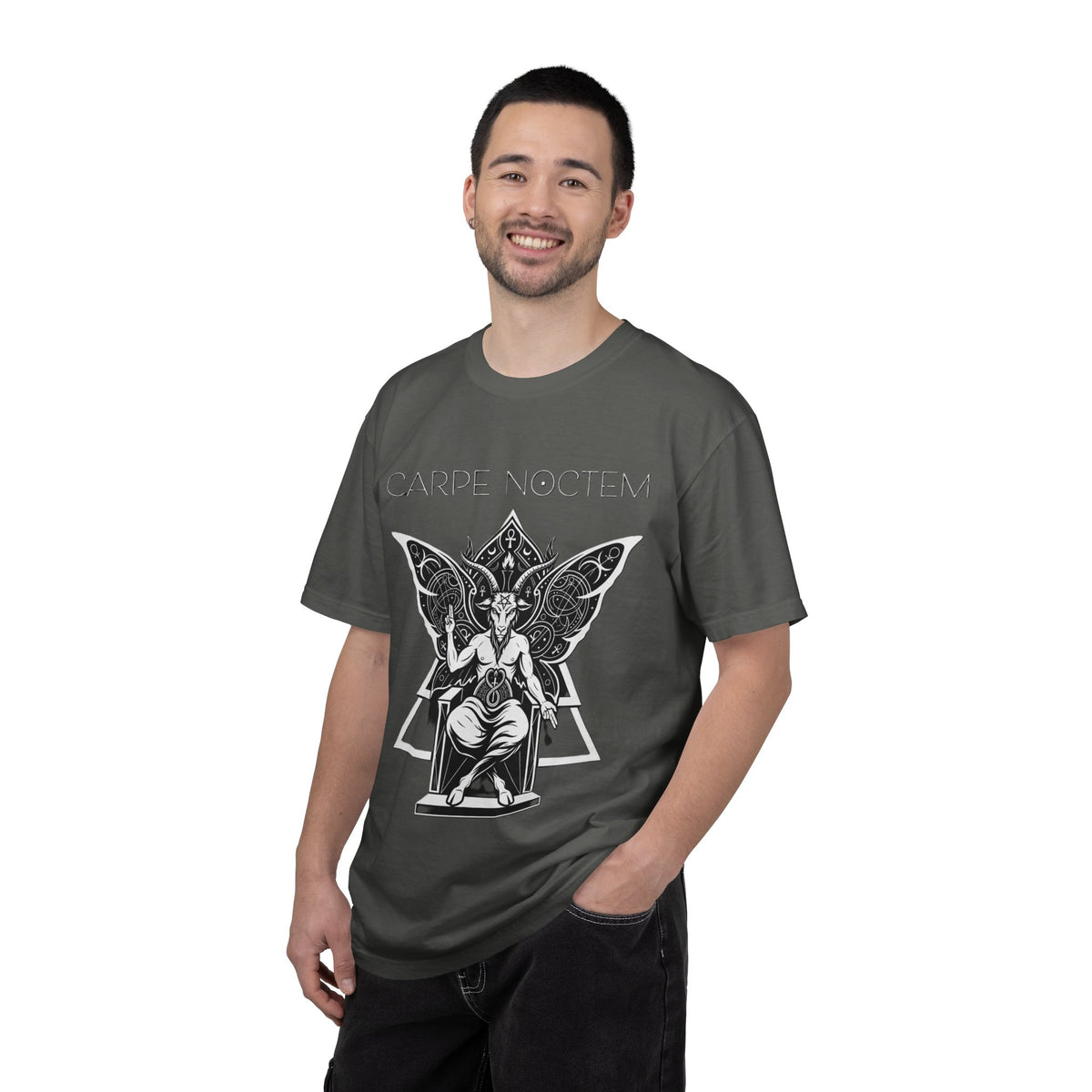 T-shirt Carpe Noctem Baphometh Throne | Illustration gothique occulte