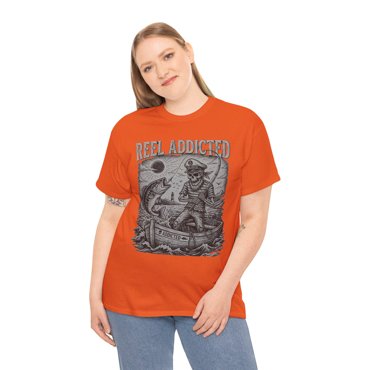 Camiseta de pescador y barco de pesca Reel Addicted