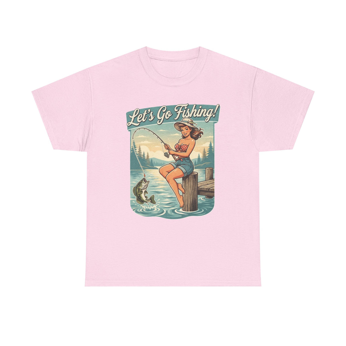 Let's Go Fishing Vintage Angler Graphic T-Shirt
