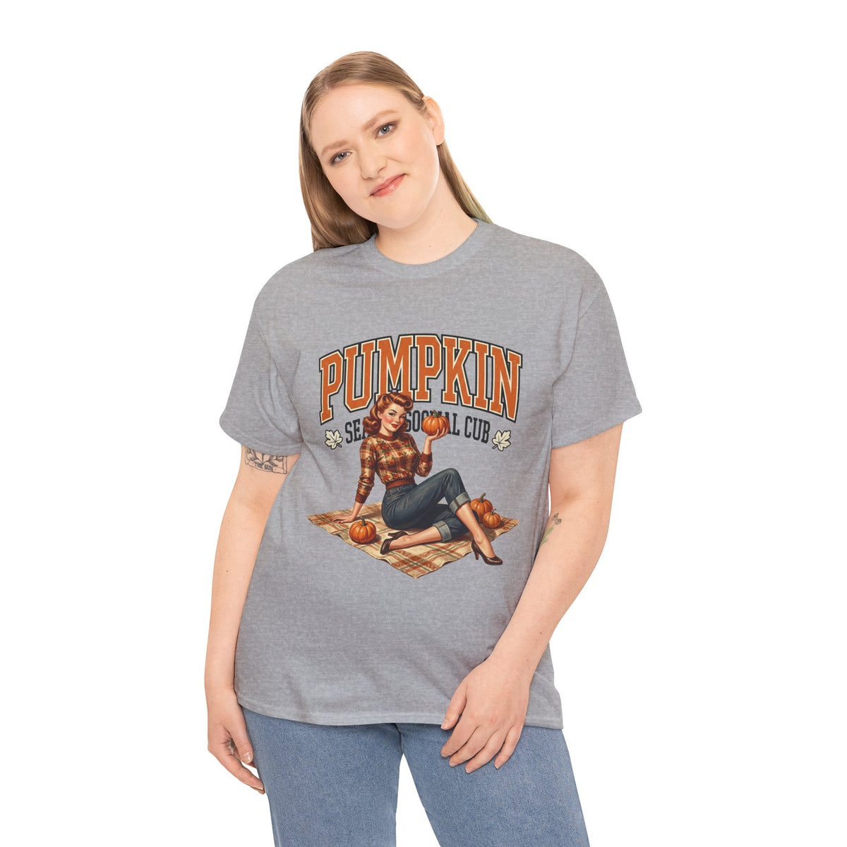 Pumpkin Seasonal Pinup Tee | Fall Pumpkin Patch Retro Graphic