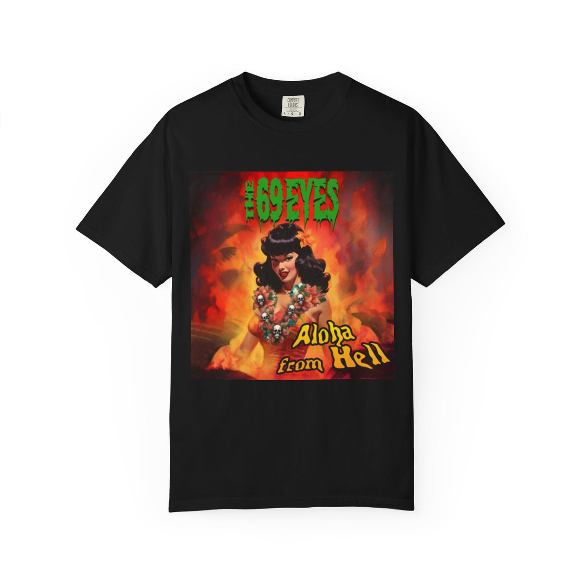 The 69 Eyes Aloha From Hell Album Artwork pinup graphic T-shirt | Finnish Gothic Rock Metal band artwork