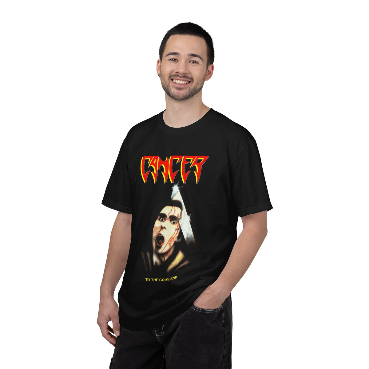 Cancer To The Gory End Album Artwork Design T-Shirt / British Death-Thrash Metal Band Tee