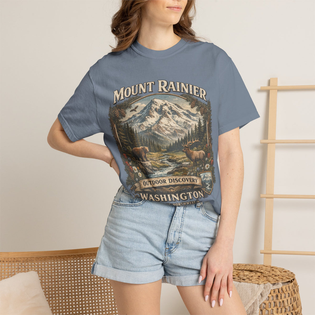 Camiseta del Monte Rainier, playera Comfort Colors de la naturaleza de Washington
