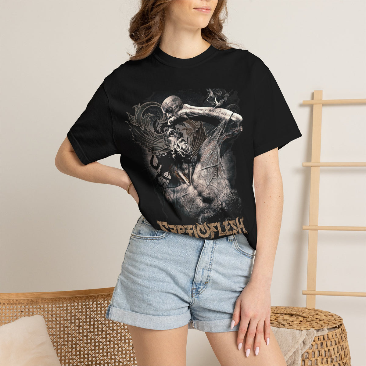 Camiseta con diseño Amphibians de Septic Flesh | Camiseta gráfica de banda de metal griega