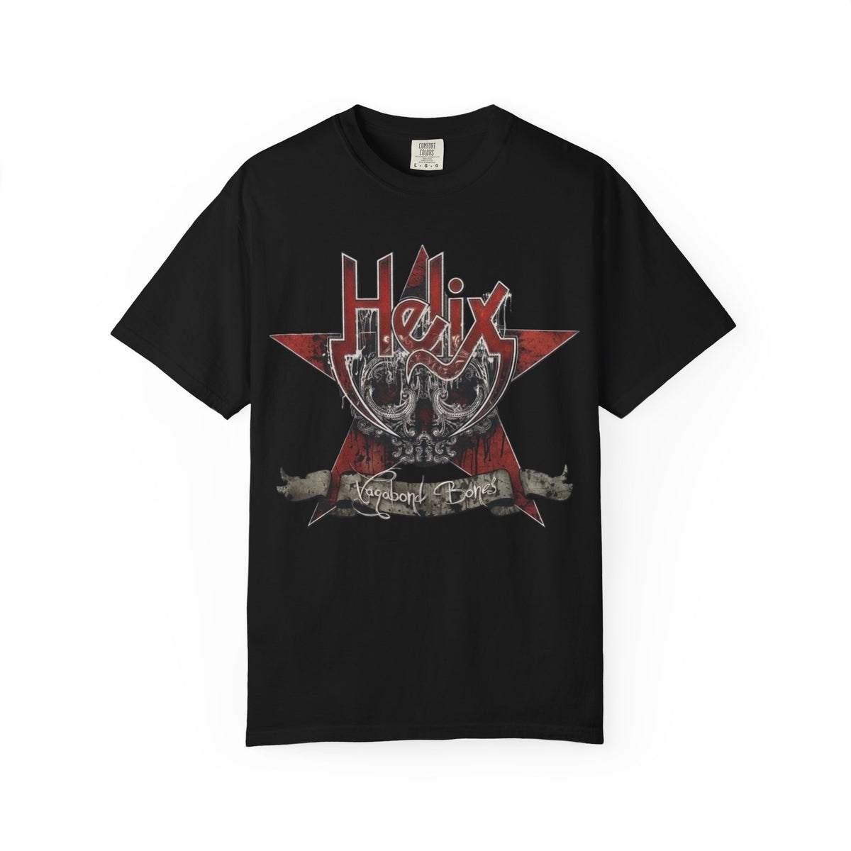Helix Vagabond Bones Skull Star graphic T-shirt | Vintage Hard Rock Band tee