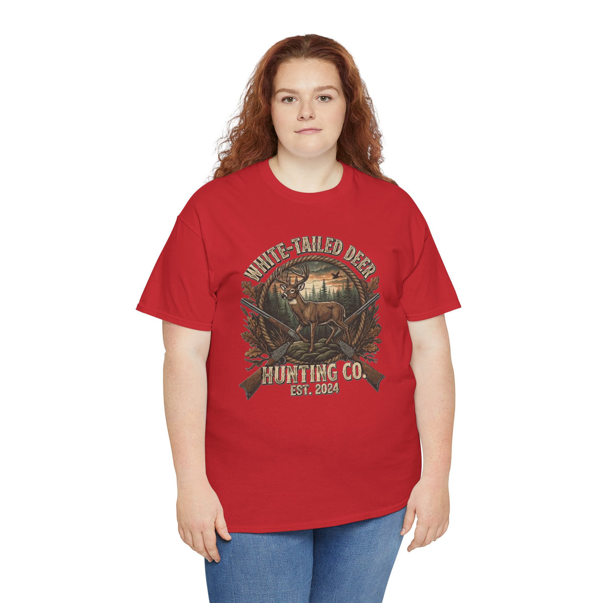 White-Tailed Deer Hunting Co T-Shirt | Deer Rifle Forest Vintage Badge