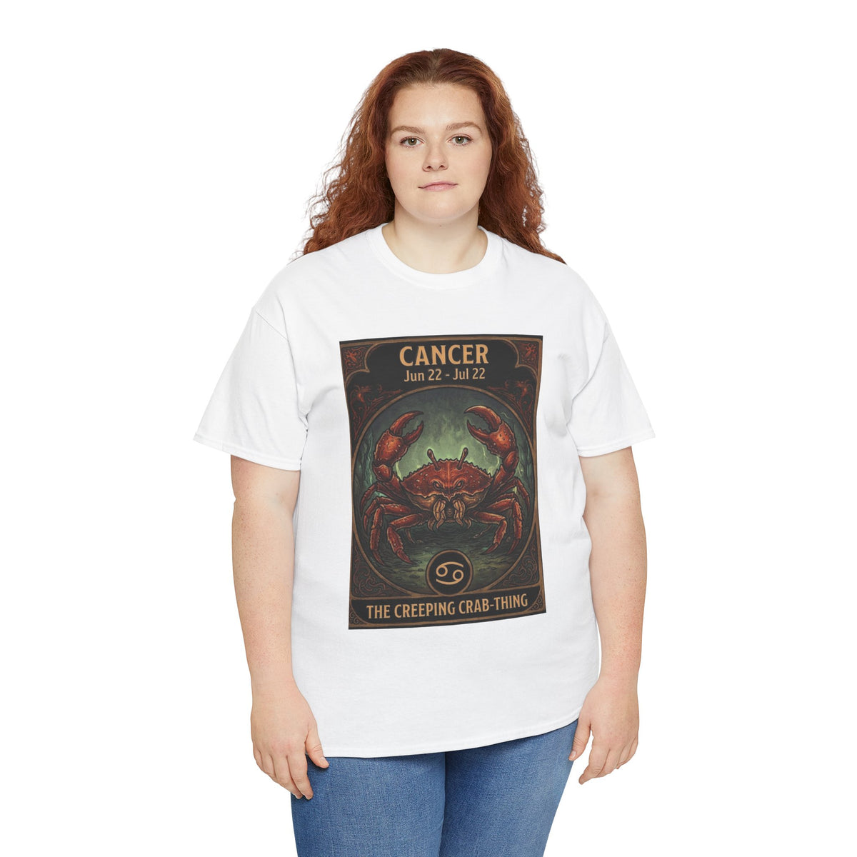 Camiseta con ilustración del cangrejo del zodiaco Cáncer | Diseño de póster de astrología para Halloween